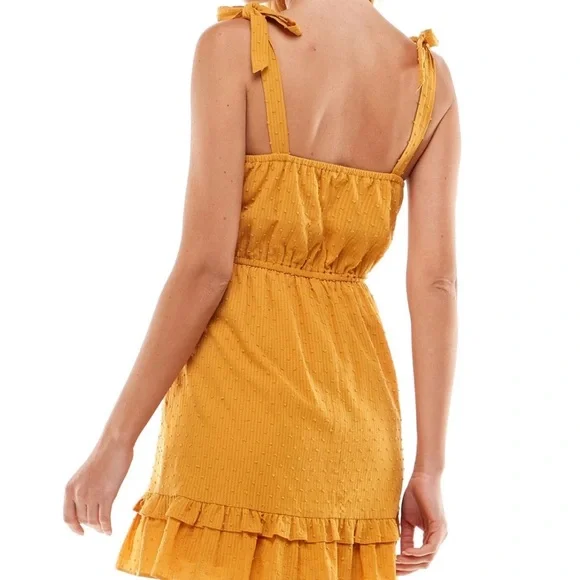 Yellow Sleeveless Dress with Bow Straps - Picture 4 of 12